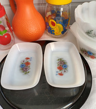 2 RAVIERS/ BEURRIERS PETITS PLATS  ARCOPAL DECOR CHAMPETRE AMBIANCE VINTAGE