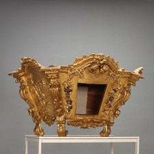 Coffret Ancien Tilleul Gravé Doré Sculpté Italie du XVIIIe Siècle Original