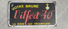 Ancienne Plaque Emaillée VILFORT 40 bière brune émaillerie N.E.P Amiens 32x60cm