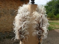 Boa ancien en plumes d'autruche blanches et marrons  1920/1930