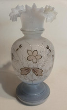 White opaline vase blue