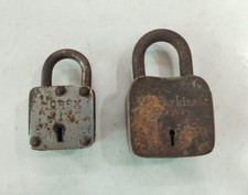 Ancien Vintage Set 2 Ouvert Cadenas Verrou Sans Clés Riche Patine de Collection