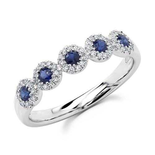 14k blanc saphir bleu bague - or,
