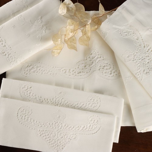 Drap double lin brodè avec - drap,
