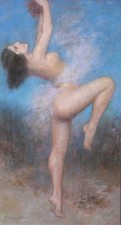 pastel Pierre Carrier-Belleuse femme nue danse danseuse dessin tableau ancien