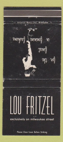 Matchbook cover lou fritzel - cover,