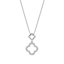 9ct or Blanc Quadrilobe Pendentif 375 Poinçonnée Britannique Fabriqué Neuf Boite