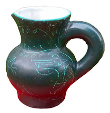 PICHET 1950 CÉRAMIQUE De Wisques Décor abstrait chasseur en foret