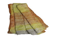 Sari ethnique en soie indien vintage imprimé tissu artisanal d'occasion...