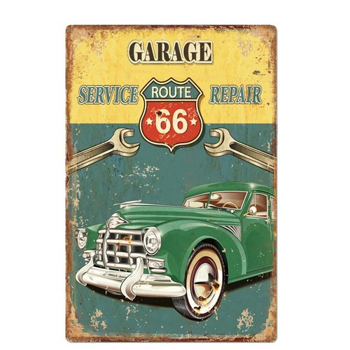 Plaque metal garage route - en,
