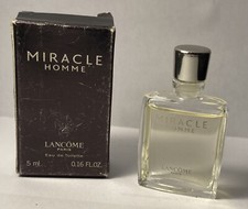 Miniature parfum LANCÔME Miracle Homme  EDT 5 ml Boîte abîmée Plein Comme photos