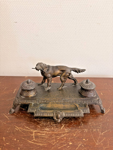 Ancien ecritoire régule - ancien, chien