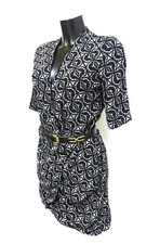 TB robe IKKS, noire imprimée, drapée, T 38, TBE