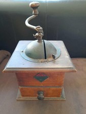 Ancien moulin à café GOLDENBERG en bois et métal - A restaurer