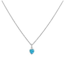 Collier et Pendentif Cœur Bleu en Argent 925/1000 et CZ - 36 à 56cm