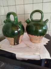 Paire de gargoulette en terre cuite vernissée