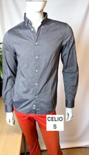Celio Taille S Slim Fit  chemise manches longues homme gris bleu