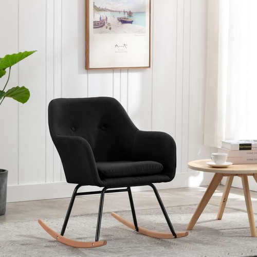 Chaise bascule noir tissu - à,