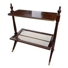 Porte-Revues Italien Vintage en Acajou et Laiton, Style Ico Parisi 1960s