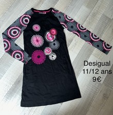 Desigual 11 / 12 ANS FILLE : Robe coton noir manches longues  TBE