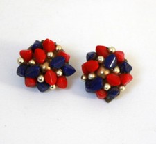 Boucles d'oreilles Clips "grenaille" rétro vintage 1950