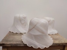 Lot 3 Tulipes Abat-jour en verre dépoli marbre Blanc Luminaire lustre applique