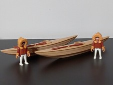 PLAYMOBIL X2 ESQUIMAUX KAYAK CANOË PIROGUE ARCTIQUE ESQUIMAL REF 3465 3466 3910