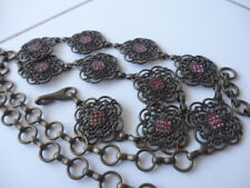 Ceinture métal et Strass Roses réglable style Vintage Filigrane Boheme Art Luxe