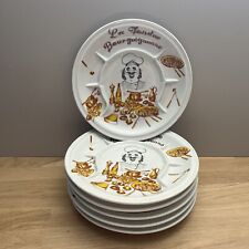 6 Assiettes Porcelaine à Compartiments pour Fondue Bourguignonne Vintage France
