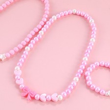Filles Perles Collier Simulé Bowknot Collier de Perles pour Enfants Bijoux