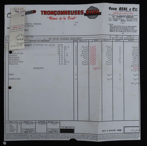 Facture tronçonneuse stihl - tronçonneuse,