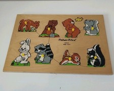 Jouet Puzzle En Bois -Vintage 1979+  Fisher Price - Animaux De La Forêt