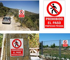 Panneau PROHIBÉ L'ACCÈS Propriété Privée. Vinyle Découpe Sur Glasspack 1 Mm.