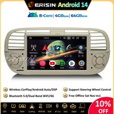 64GO Android 14 Autoradio GPS Navi CarPlay DAB+ TNT pour Fiat 500/500C/500S/500E