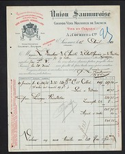 SAUMUR (49) VINS MOUSSEUX / UNION SAUMUROISE "A. COURTET / L. RAUTUREAU" en 1914