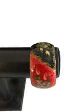 Bracelet vintage bois laqué asiatique - Signé Poma