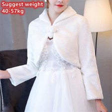 Femme Solide Fausse Fourrure Enveloppant Pompom Veste Boléro Étole Châle Mariage