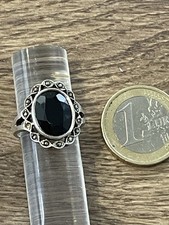 Ancienne bague en argent massif 925 Taille 53 poids 4,4 gr marcassite onyx noir
