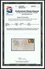 GENUINE SCOTT #29 & 35 DUAL USAGE TIED TO 1860 COVER BOSTON TO FRANCE PSE CERT 