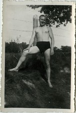 PHOTO ANCIENNE - VINTAGE SNAPSHOT - HOMME TORSE NU MUSCLE SLIP MAILLOT - MAN 6