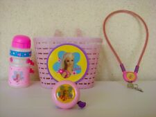 BARBIE ENSEMBLE POUR VÉLO AVEC SONNETTE, PANIER, GOURDE, ANTIVOL ET SES 2 CLÉS