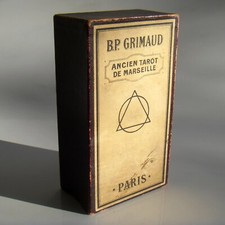 ANCIEN TAROT DE MARSEILLE boite bordeaux Grimaud Paul Marteau 1930 marqué bleu