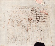 ANGERS (49) Lettre voyagée / Oblitération postale linéaire rouge en 1814