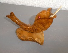 Ancien Poisson En Bois D'olivier Porte Fourchettes Piques Pic à Apéritif Vintage
