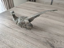 Rare Fesant En Argent Massif