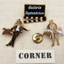 Pin's Folies ❤️ Promo Lot de 3 pin's Corner Cinema Marilyn Fred Astaire Clap 