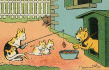 Publicité originale vintage Benjamin RABIER (1869-1939) Bledina, chat, chien