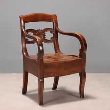 Chaise Louis Philippe Ancienne Assise Toilette Italie XIXe Siècle Originale