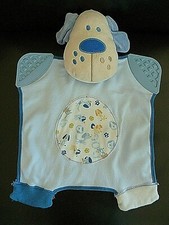 B5. DOUDOU PLAT WONDER TOYS CHIEN BLEU BLANC PLAQUES DENTITION  ETAT NEUF*