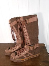 Bottes haute toile marron